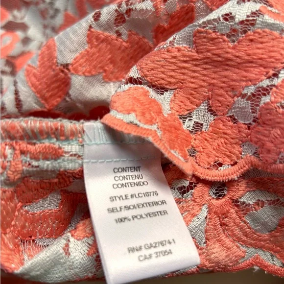 Eva Franco Floral Lace Women Top - Coral and Baby Blue - Picture 4 of 4